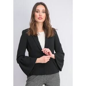 Mango Suit Women's Black Flared Long Sleeve Notch Lapel Blazer Coat Jacket Sz M